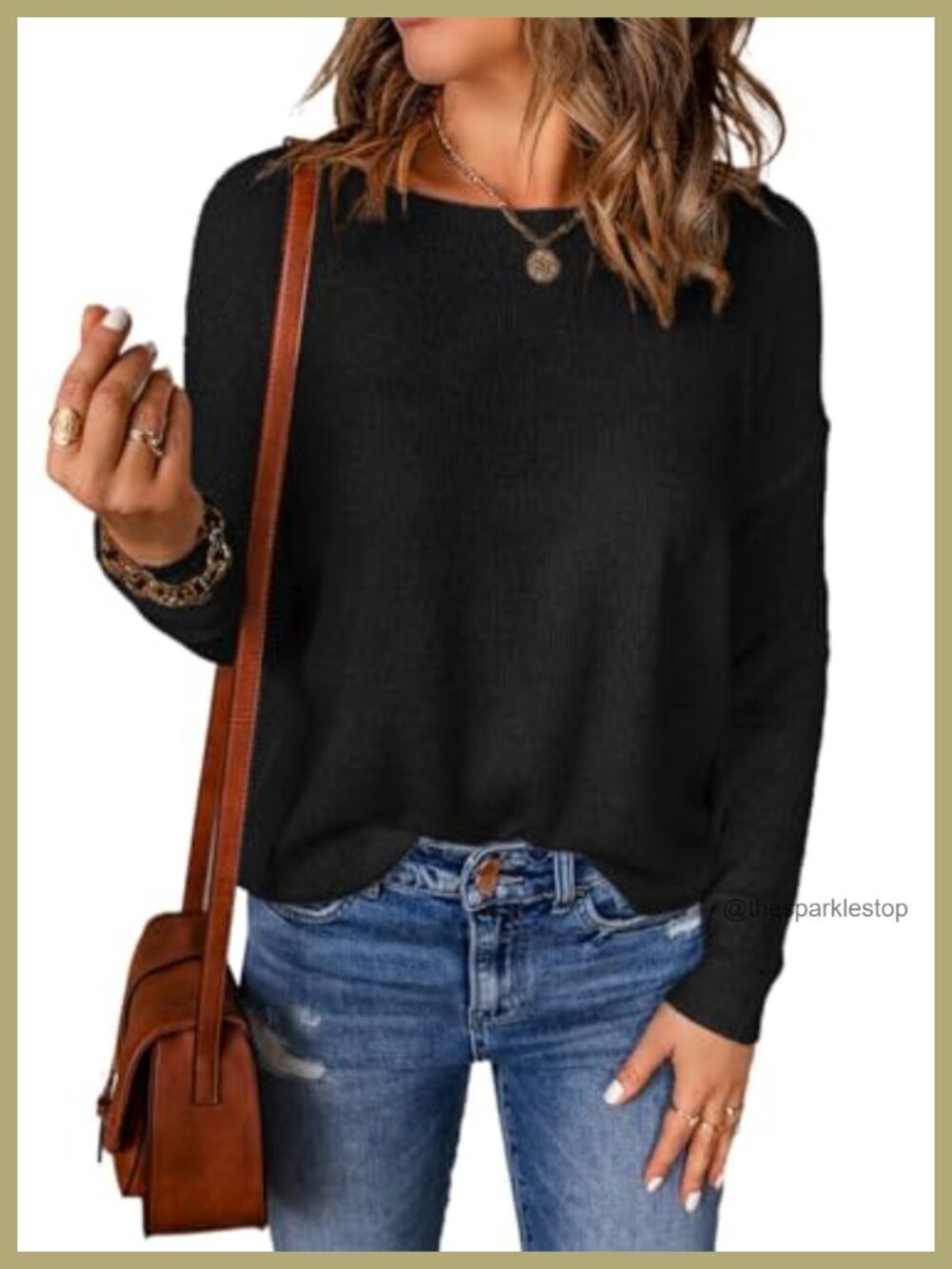 Women's Lightweight Crewneck Knit Long Sleeve Pullover Top
